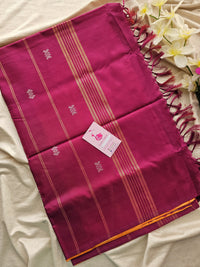 Mango with Dark Maroon Handwoven Chinnalampattu Saree