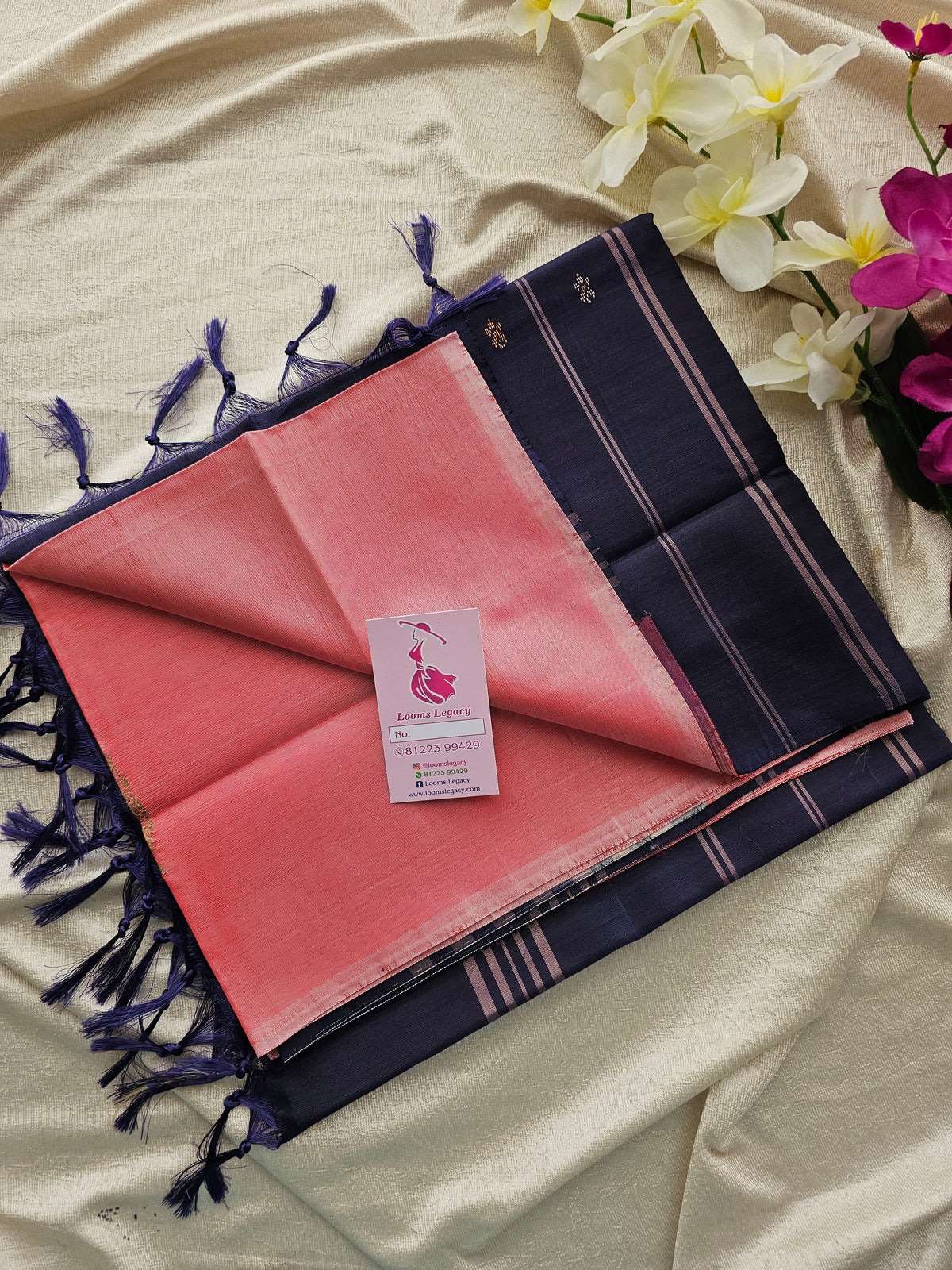 Pastel Pink with Dark Violet Handwoven Chinnalampattu Saree