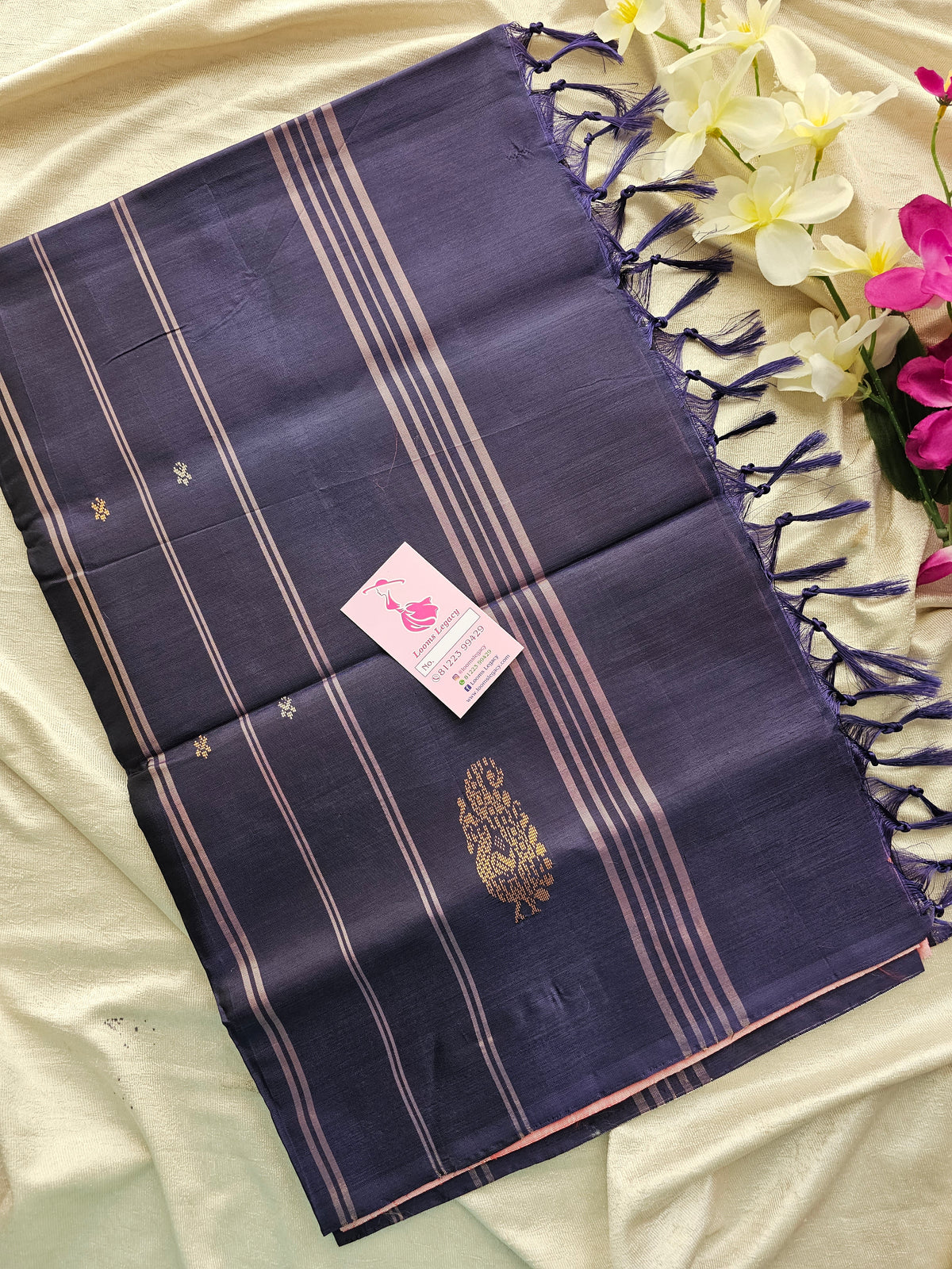 Pastel Pink with Dark Violet Handwoven Chinnalampattu Saree