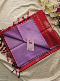 Lavender with Red Pallu Handwoven Chinnalampattu Saree