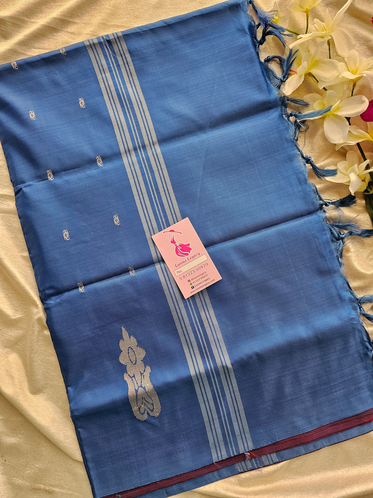 Maroon with Blue  Pallu Handwoven Chinnalampattu Saree