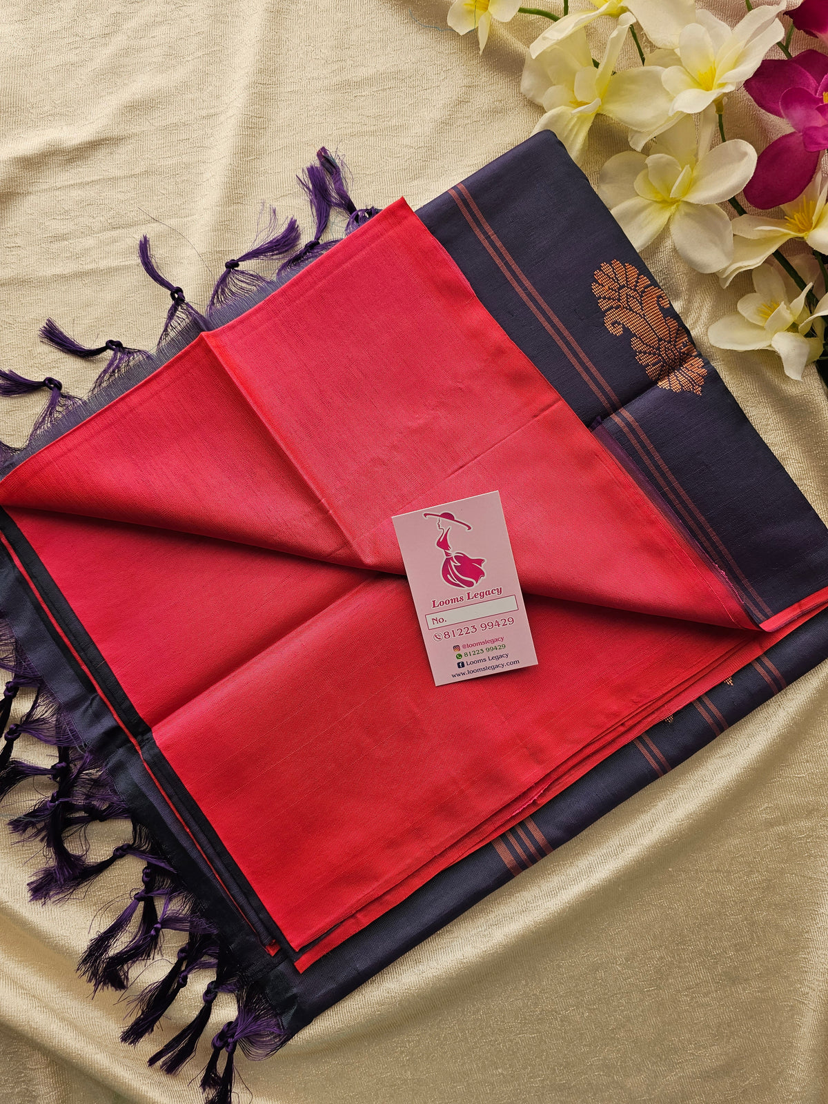 Dark Pink with Violet Shade Pallu Handwoven Chinnalampattu Saree