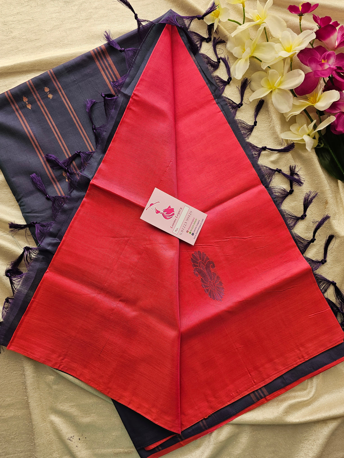 Dark Pink with Violet Shade Pallu Handwoven Chinnalampattu Saree