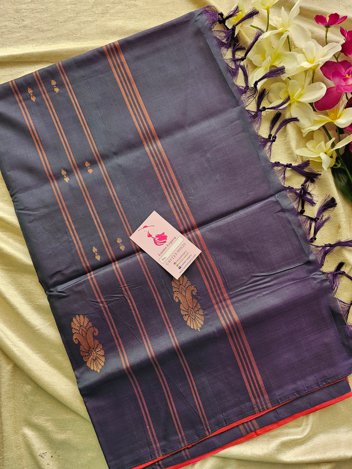 Dark Pink with Violet Shade Pallu Handwoven Chinnalampattu Saree