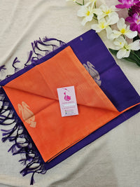 Orange with Violet Pallu Handwoven Chinnalampattu Saree