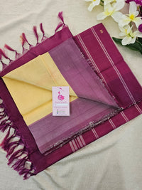 Sandal with Magenta Pallu Border Handwoven Chinnalampattu Saree