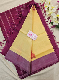 Sandal with Magenta Pallu Border Handwoven Chinnalampattu Saree