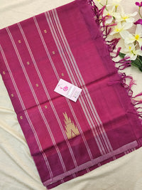 Sandal with Magenta Pallu Border Handwoven Chinnalampattu Saree