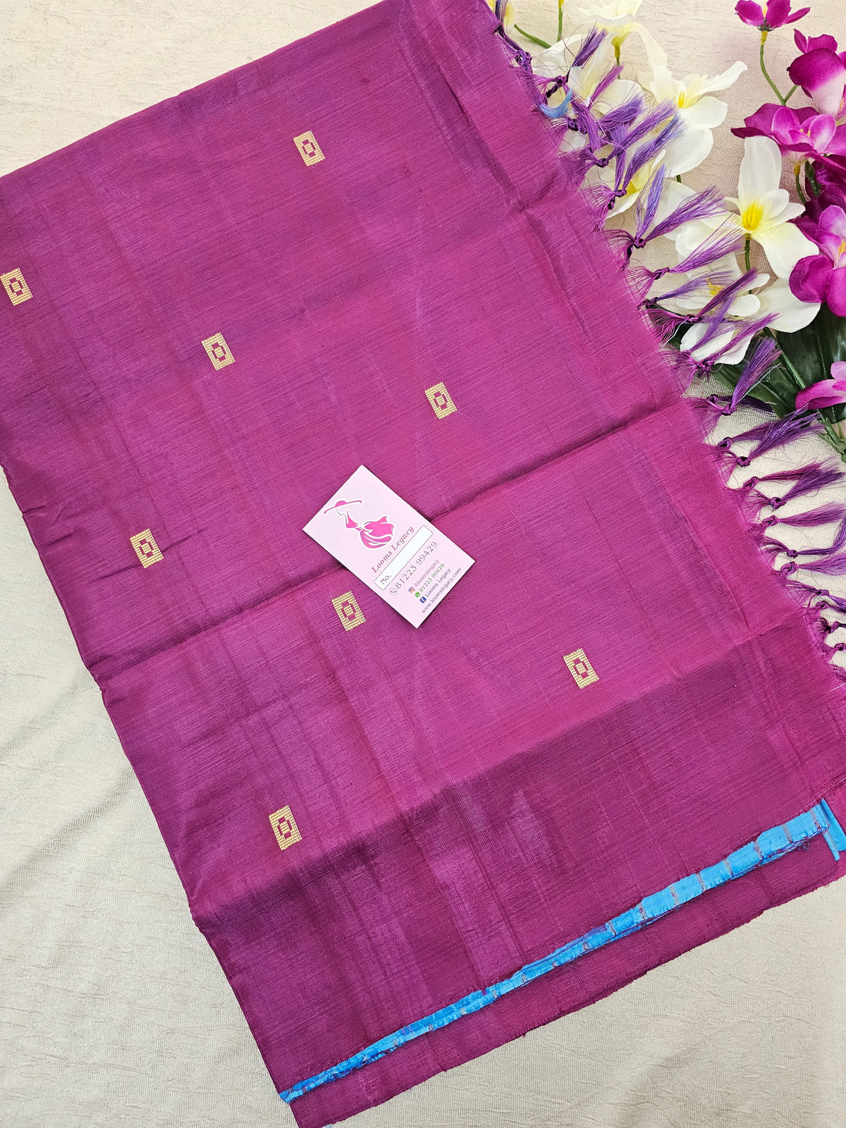 Blue Stripes with Magenta Pallu Handwoven Chinnalampattu Saree