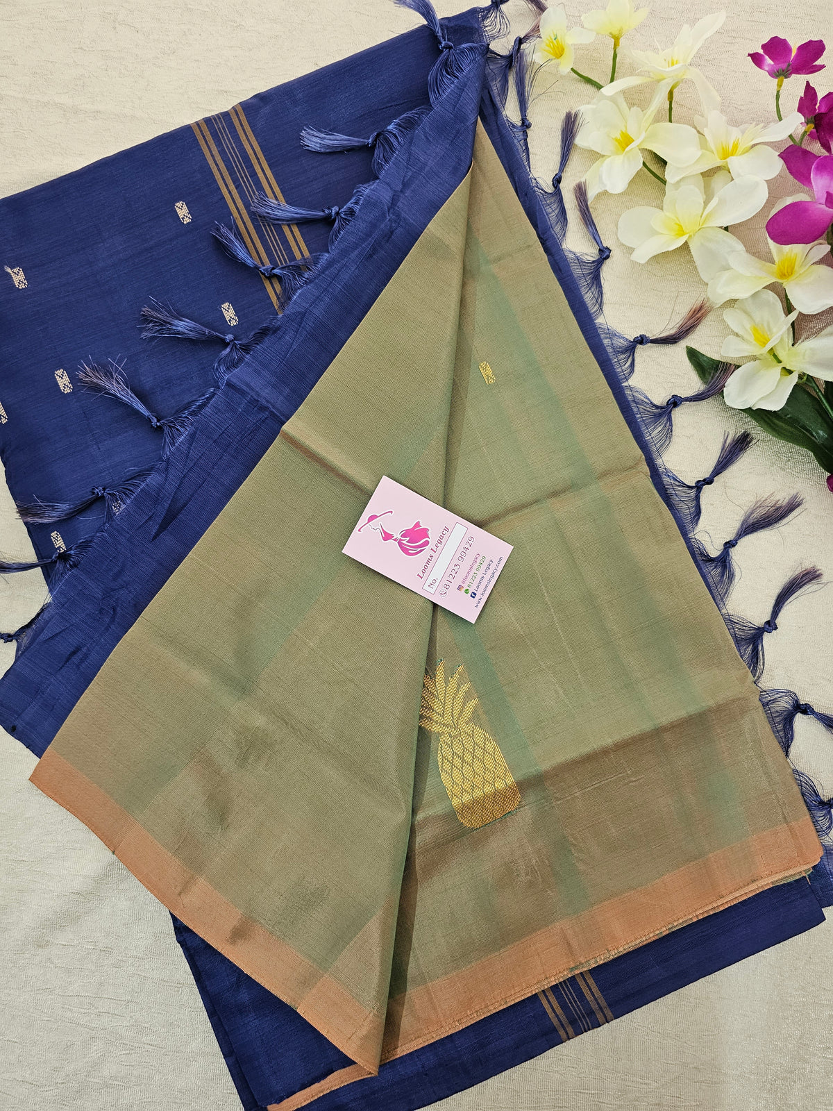 Dual Shade Green with Blue Handwoven Chinnalampattu Saree