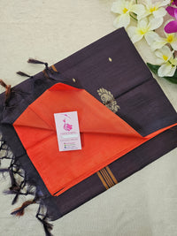 Orange with Brown Handwoven Chinnalampattu Saree