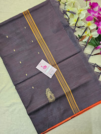 Orange with Brown Handwoven Chinnalampattu Saree