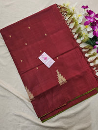 Green Stripes with Maroon Pallu Handwoven Chinnalampattu Saree