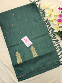 Monochrome Bottle Green Handwoven Chinnalampattu Saree