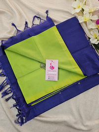 Lime Green with Violet Pallu Handwoven Chinnalampattu Saree