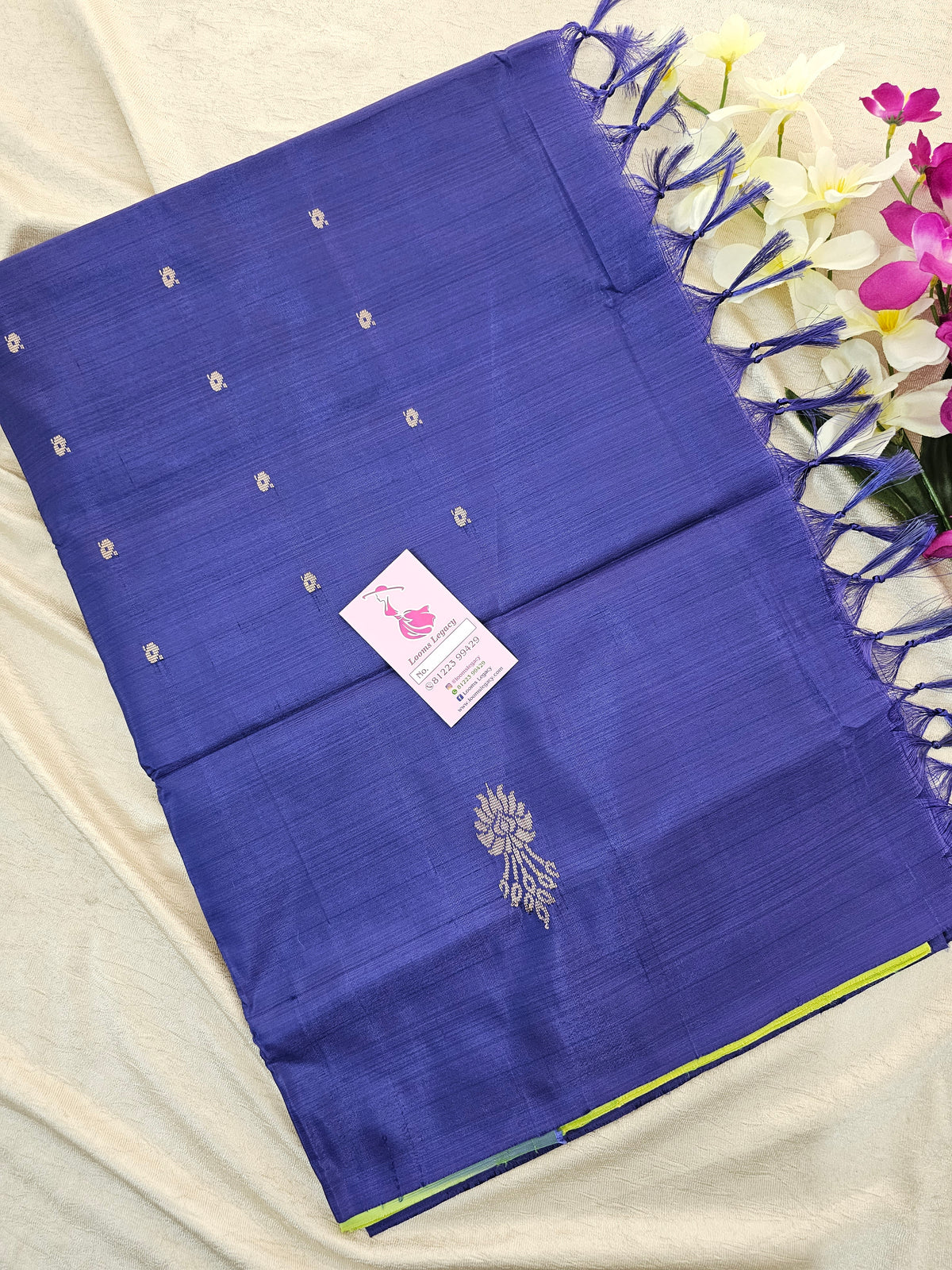 Lime Green with Violet Pallu Handwoven Chinnalampattu Saree