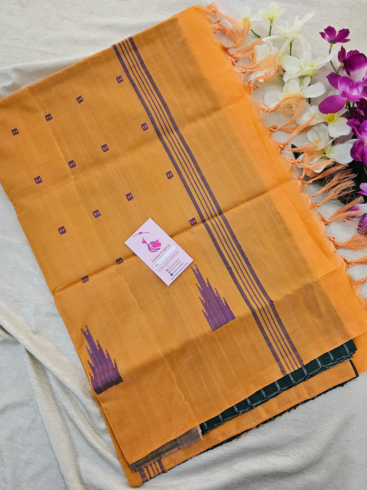 Peachish Pink with Dark Purple Shade  Pallu Handwoven Chinnalampattu Saree