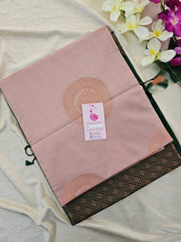 Onion Pink with Bottle Green Copper Zari Woven Border Semi Soft Silk Saree