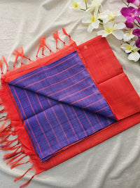 Lavender with Red Stripes Handwoven Chinnalampattu Saree