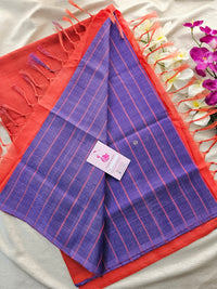 Lavender with Red Stripes Handwoven Chinnalampattu Saree