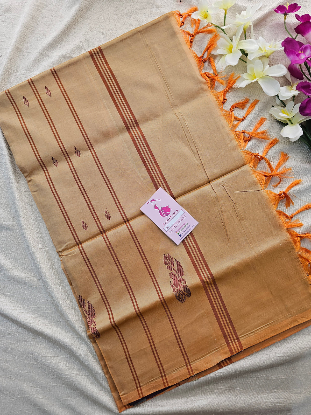 Maroon with Sandal Handwoven Chinnalampattu Saree