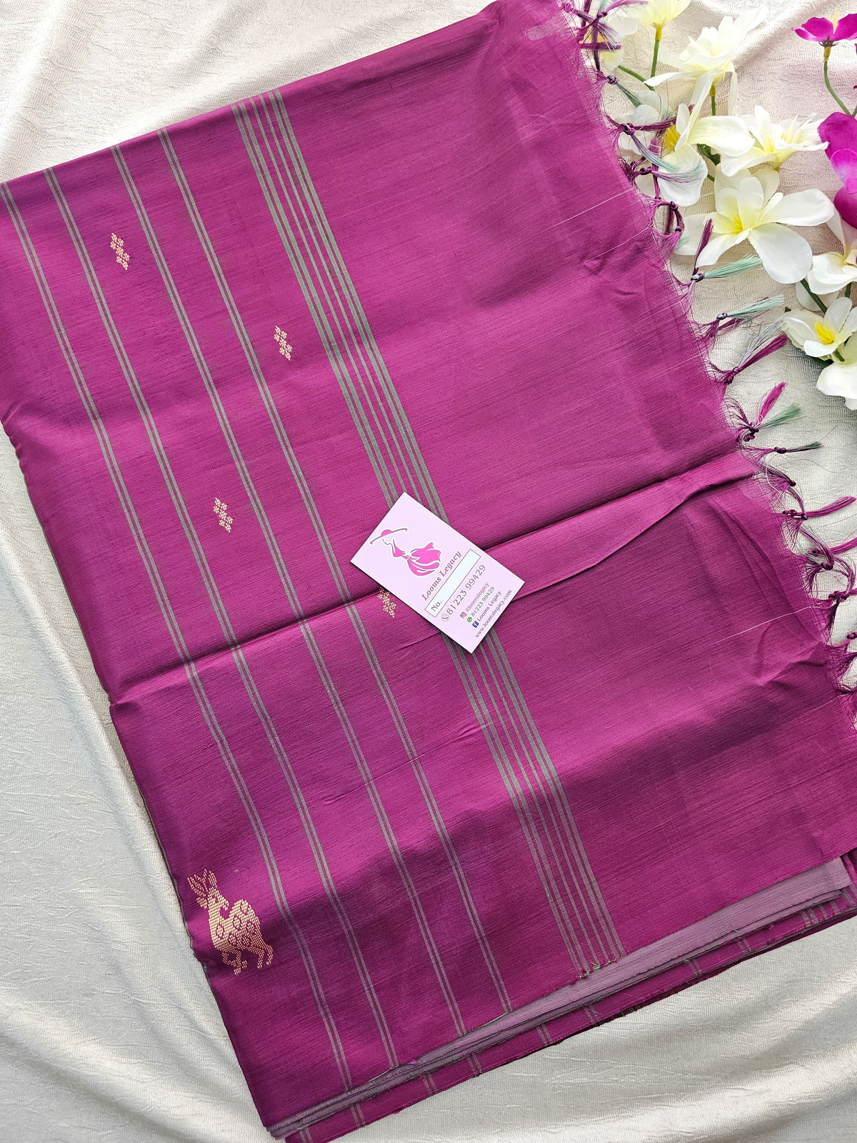 Green with Magenta Border Handwoven Chinnalampattu Saree