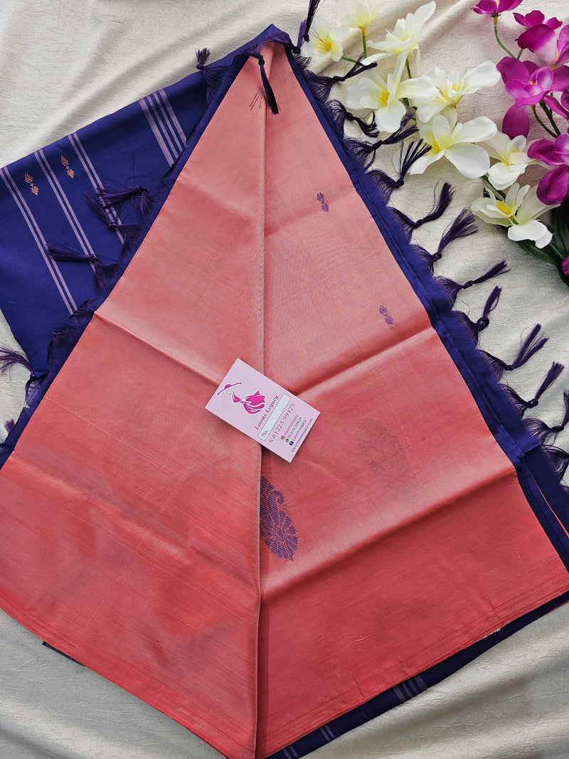 Peach with Violet Handwoven Chinnalampattu Saree