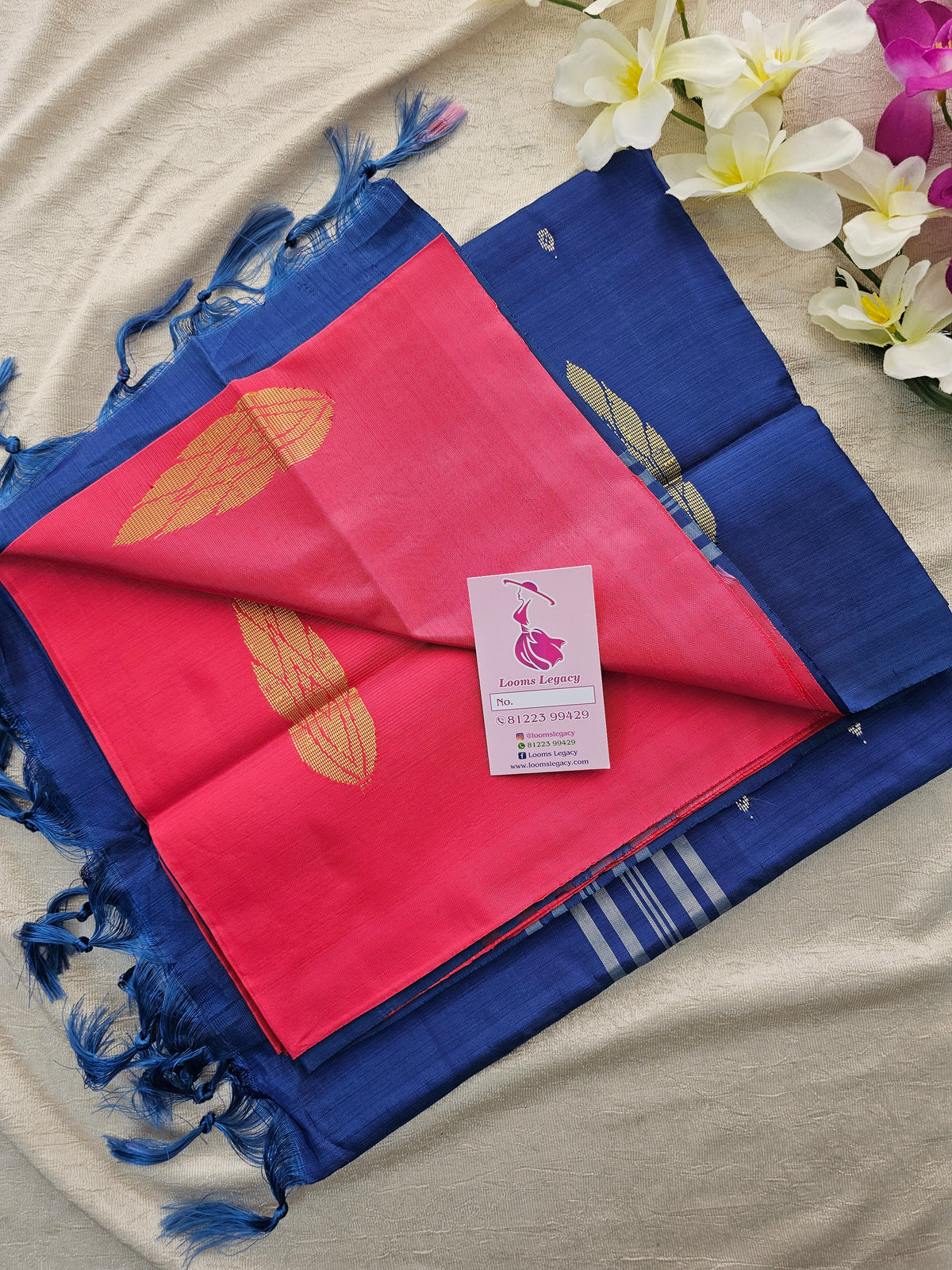 Pink with Blue  Handwoven Chinnalampattu Saree