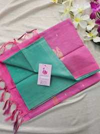 Sea Green with Pink Handwoven Chinnalampattu Saree