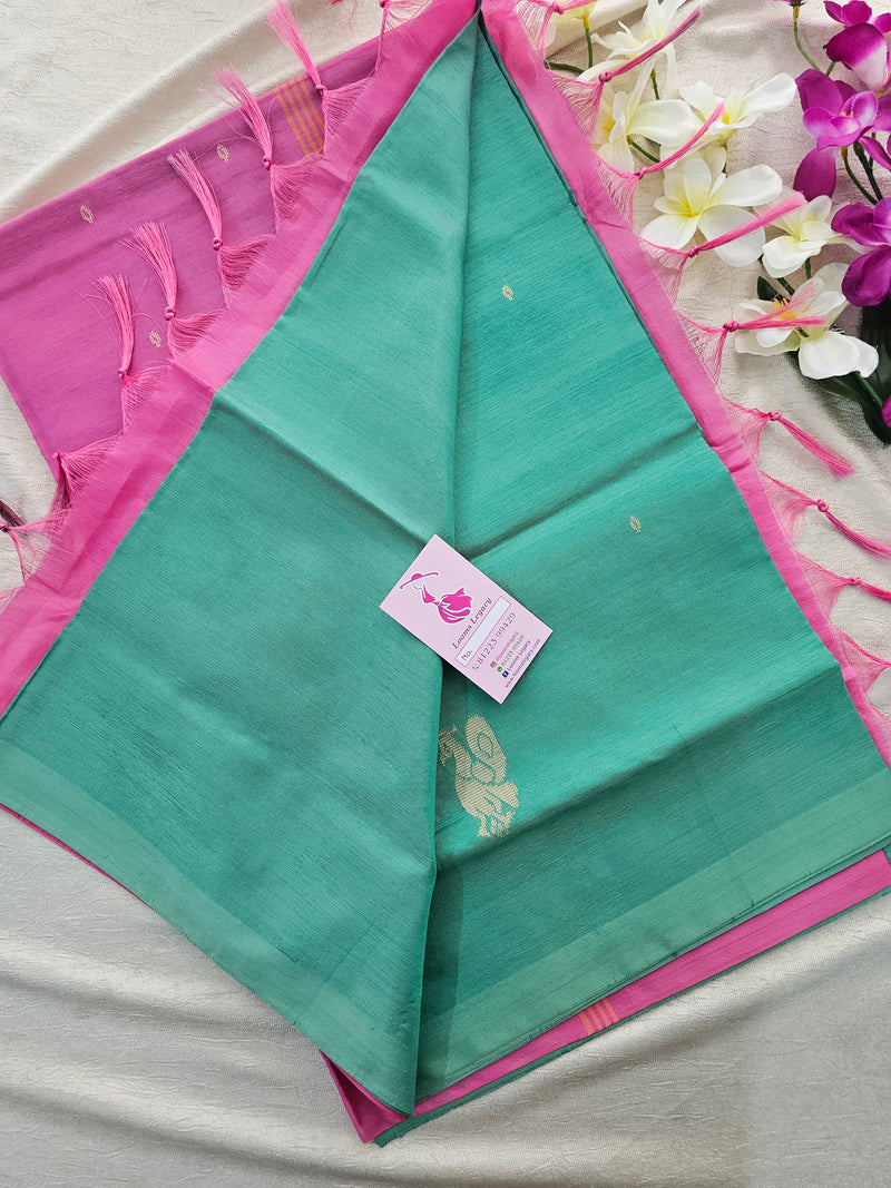 Sea Green with Pink Handwoven Chinnalampattu Saree