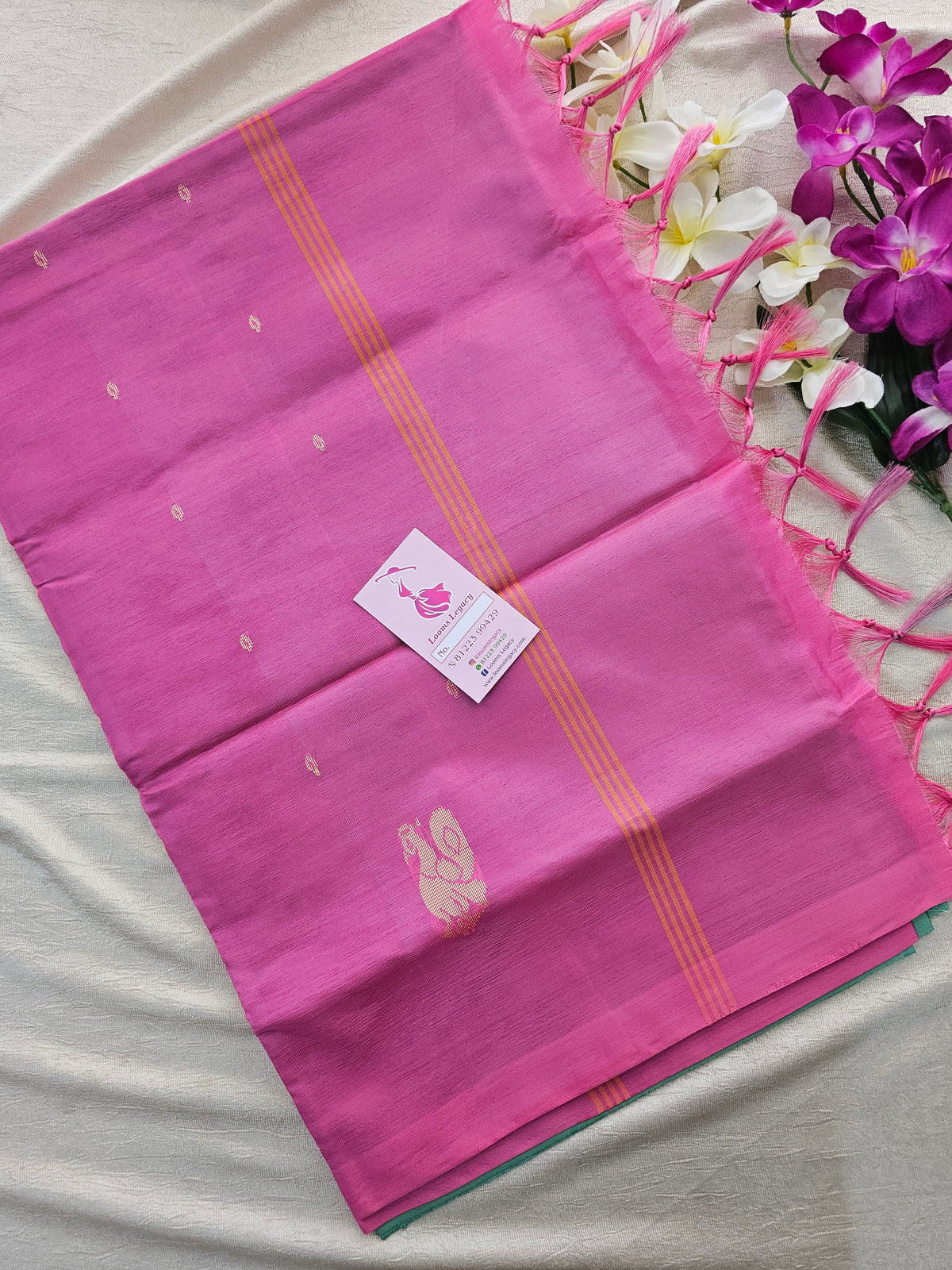 Sea Green with Pink Handwoven Chinnalampattu Saree