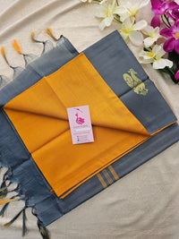 Mustard Yellow with Grey Handwoven Chinnalampattu Saree