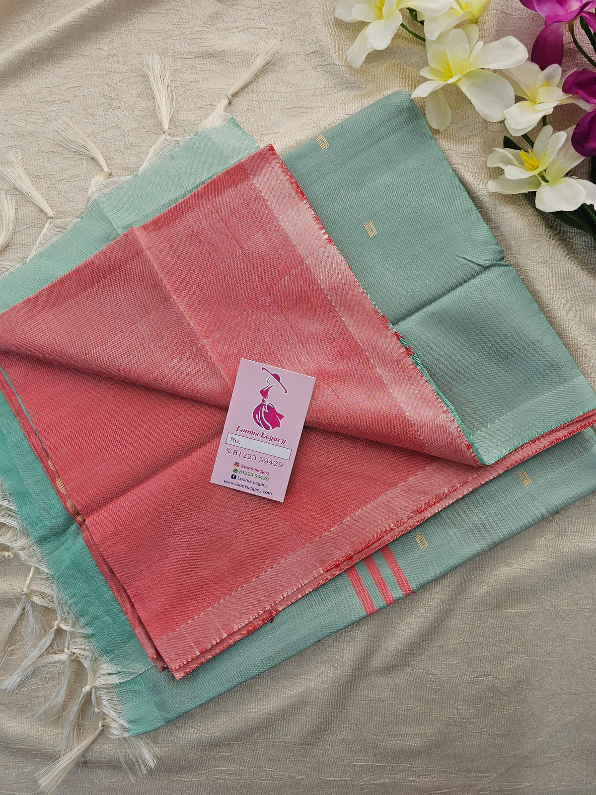 Pink with Sea Green Handwoven Chinnalampattu Saree