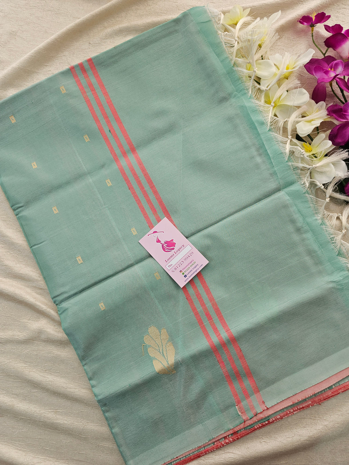 Pink with Sea Green Handwoven Chinnalampattu Saree