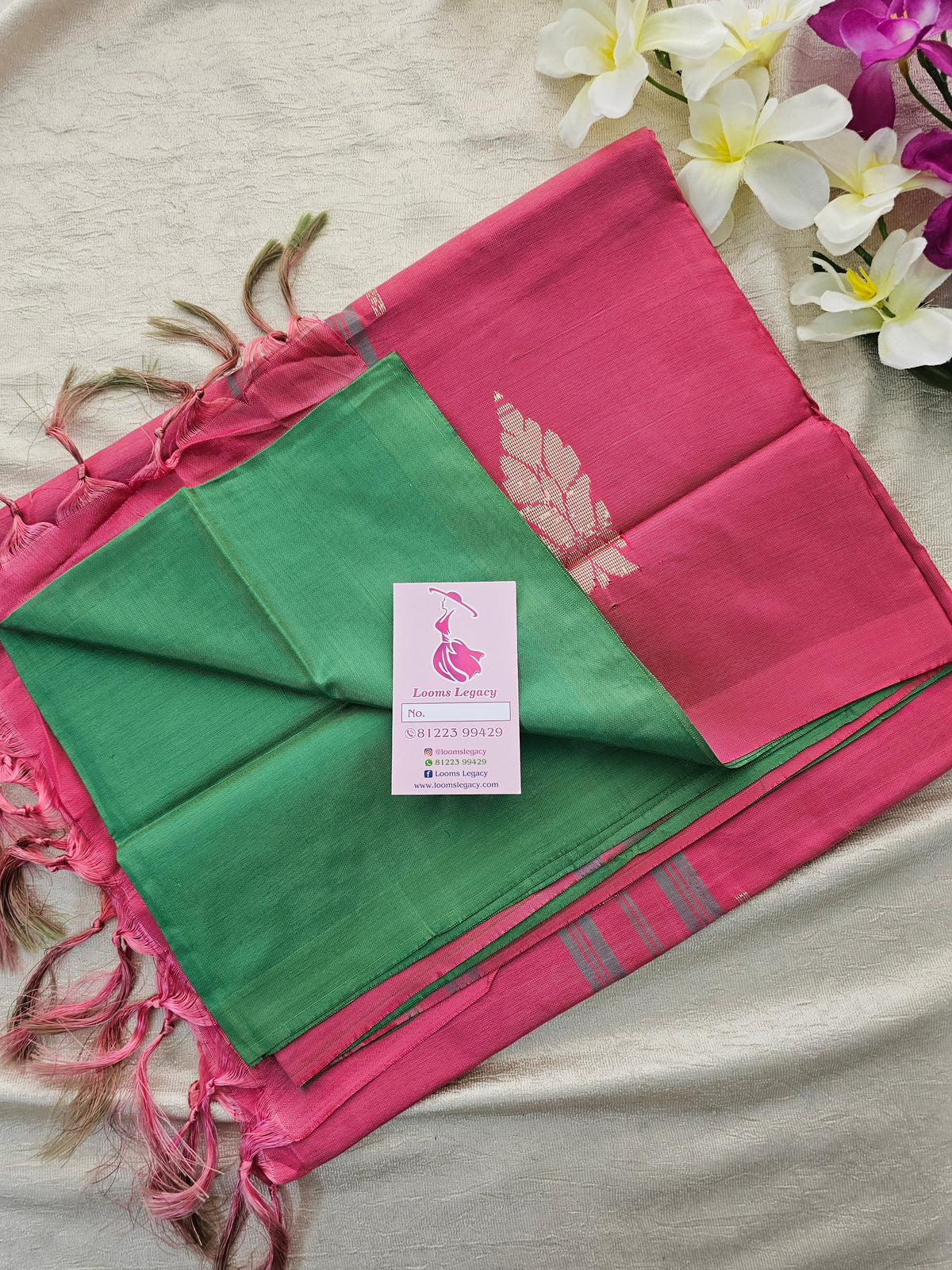 Green with Pink Handwoven Chinnalampattu Saree