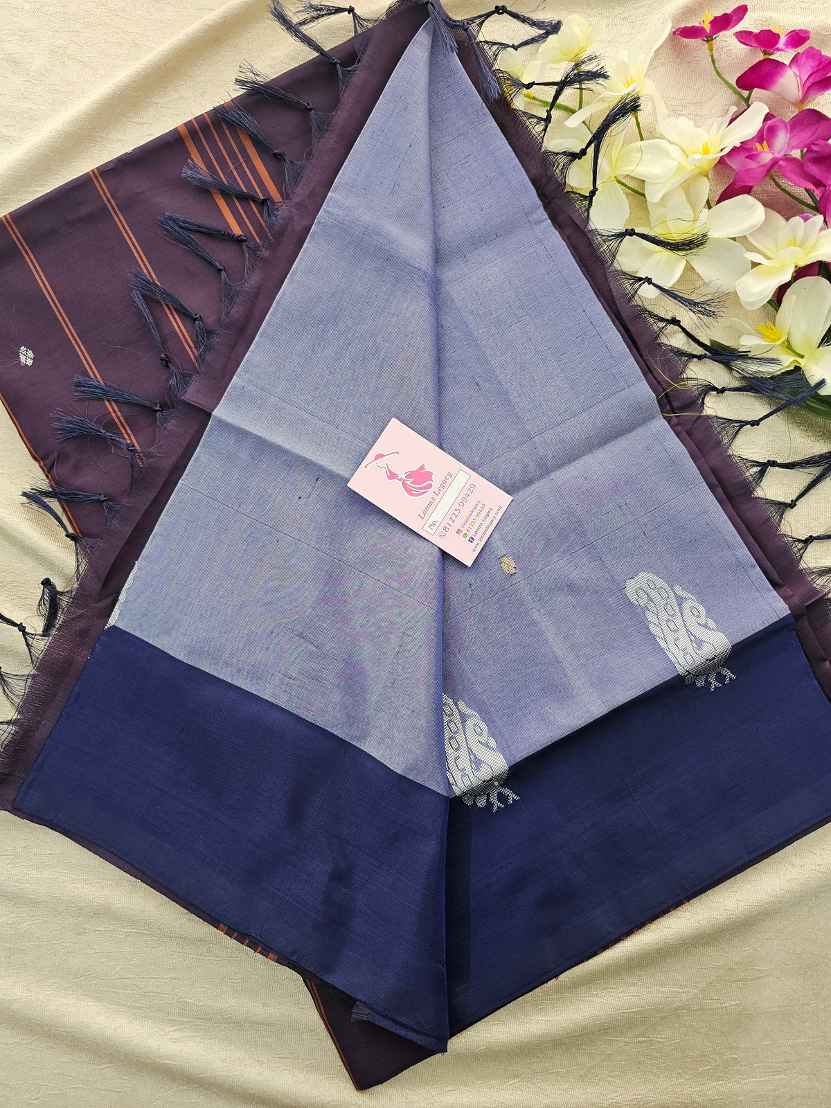 Violet with Purple Handwoven Chinnalampattu Saree