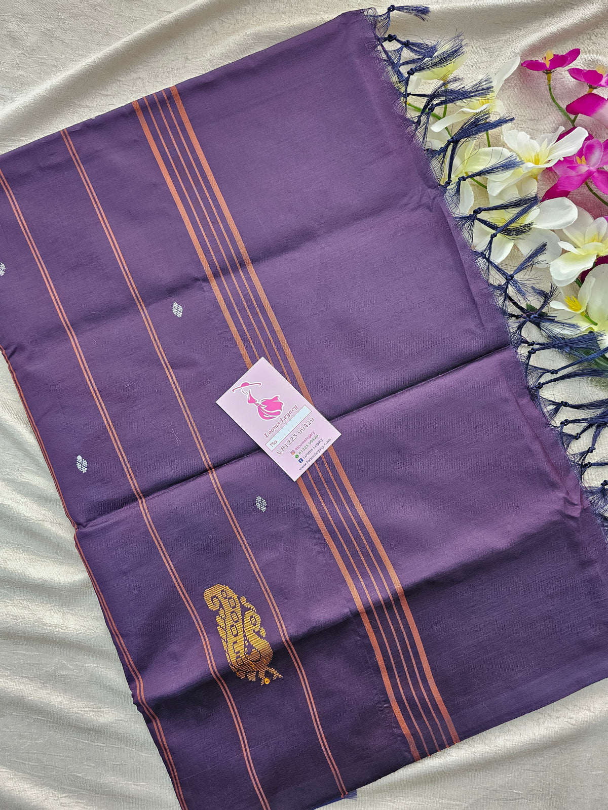 Violet with Purple Handwoven Chinnalampattu Saree