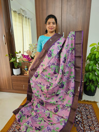 Dark Lavender with Purple Handwoven Tussar Silk Saree with Zari Border