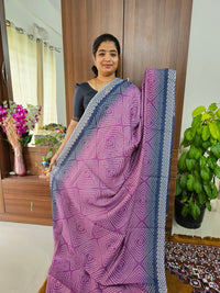 Semi Chanderi Saree -  Purple with Blue