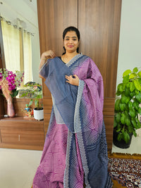 Semi Chanderi Saree -  Purple with Blue