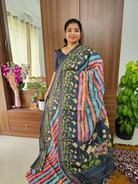 Semi Chanderi Saree - Dark Blue