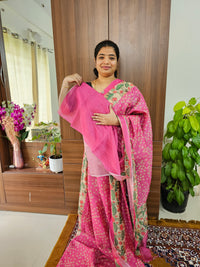 Semi Chanderi Saree - Pink