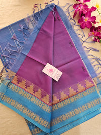 Dual Shade Purple with Blue Pallu Chinnalampattu Korvai Tower Border Saree