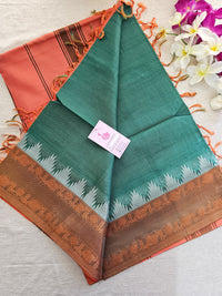 Green with Orange Pallu Chinnalampattu Korvai Tower Border Saree