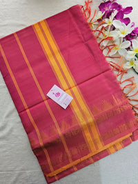 Bright Yellow with Dual Shade Pink Pallu Chinnalampattu Korvai Tower Border Saree