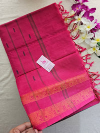 Dark Green with Pink Pallu Chinnalampattu Korvai Tower Border Saree