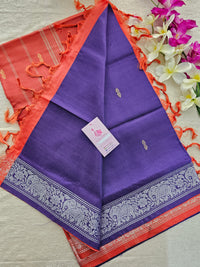 Dark Violet with Peachish Orange Pallu Chinnalampattu Border Saree