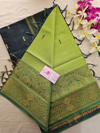 Green with Dark Green Pallu Chinnalampattu Long Border Saree