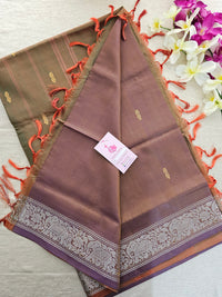 Dual Shade Purple cum Orange with Green Pallu Chinnalampattu Border Saree
