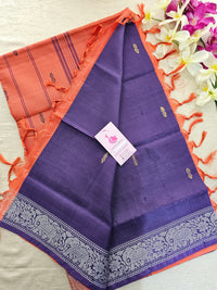 Violet with Orange Pallu Chinnalampattu Border Saree